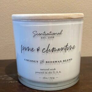 Scentsational Pine & Clementine Candle Large Glass Jar 26oz Coconut Beeswax